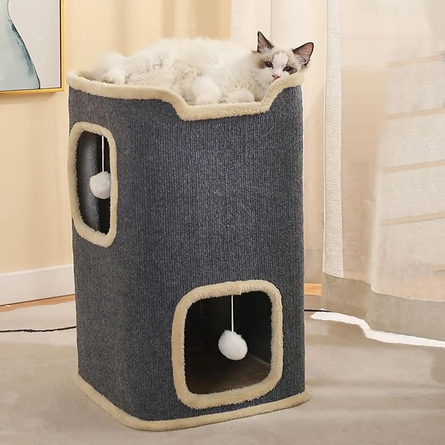 2-Layer Winter Cat Cube Playhouse