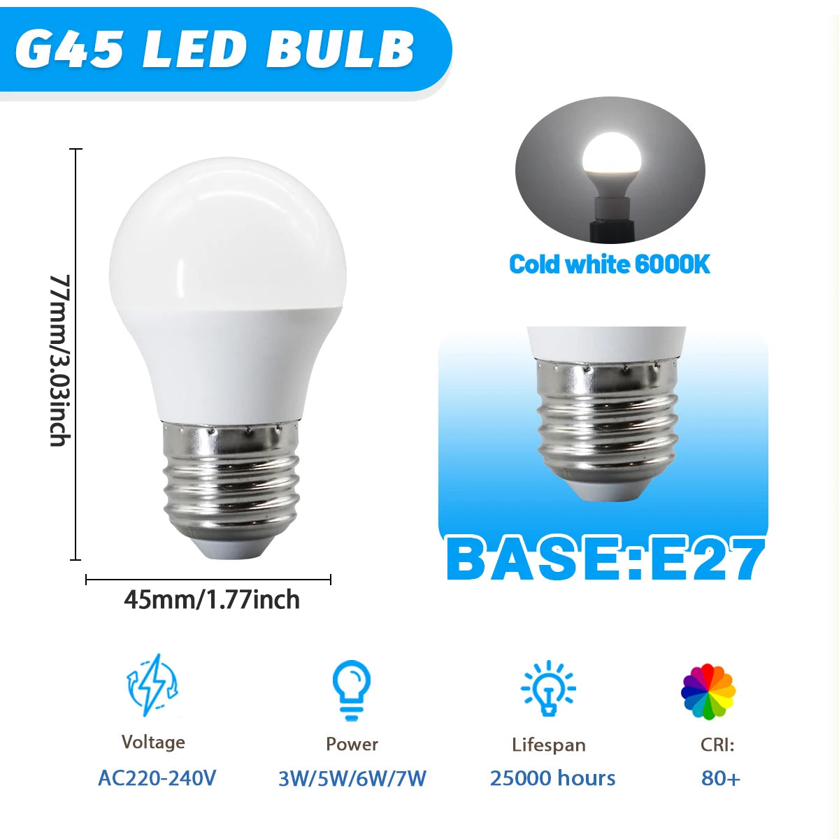 1-12Pack Hight Quality E14 E27 B22 LED Light Bulb AC 220V 240V 3W-7W 80lm/w Mini Bulb Non-Flicker 3000K 4000K 6000K Lampara Led