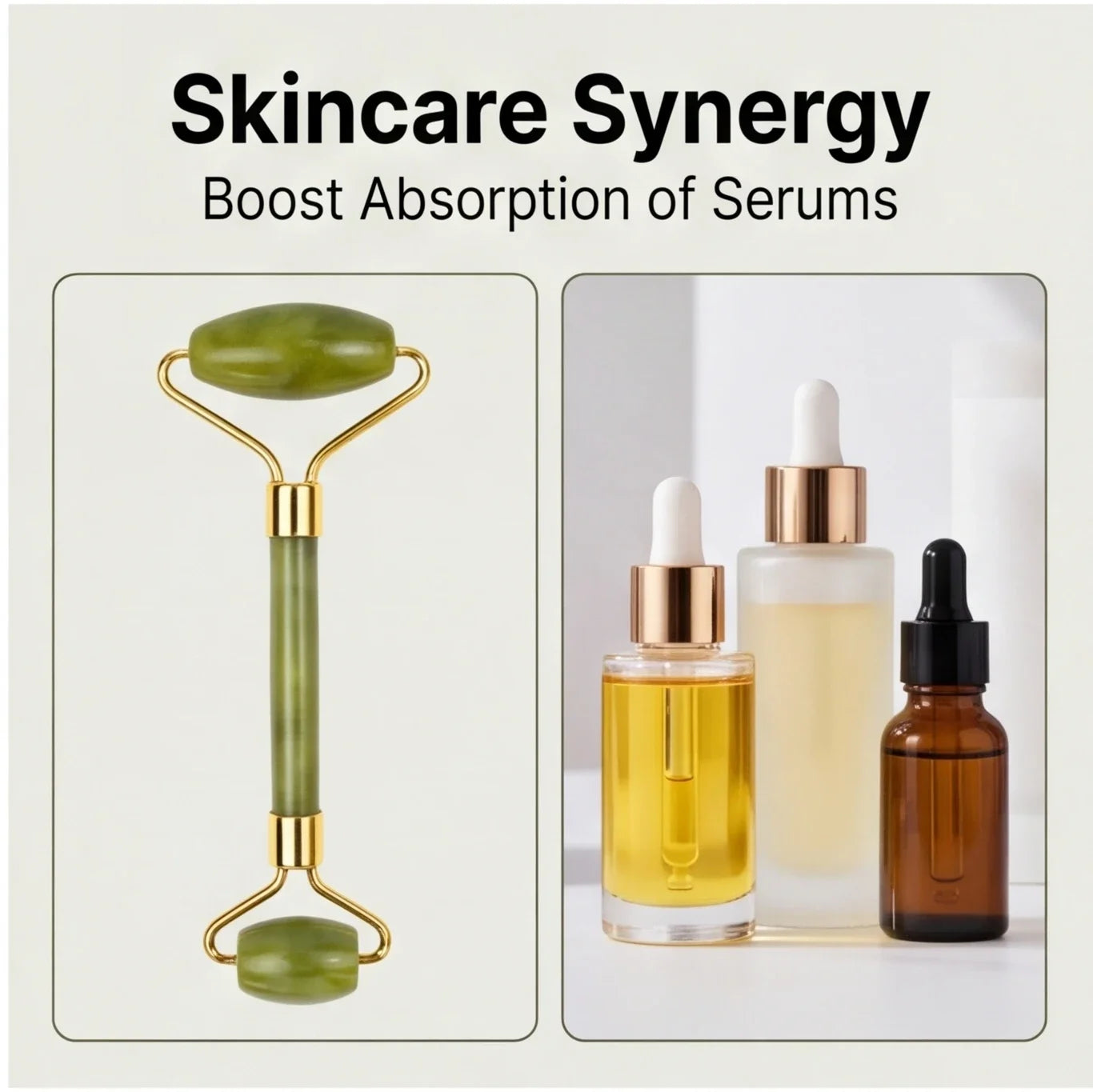 Natural Jade Roller & Gua Sha Board Set Double Head Facial Massager Anti-Aging Skin Care Tool