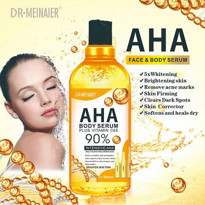 500ml AHA Hyaluronic Vitamin C Arbutin Face Body Serum Dark Spots Corrector Whitening Moisturizing Shrink Pores Repair Skin Care