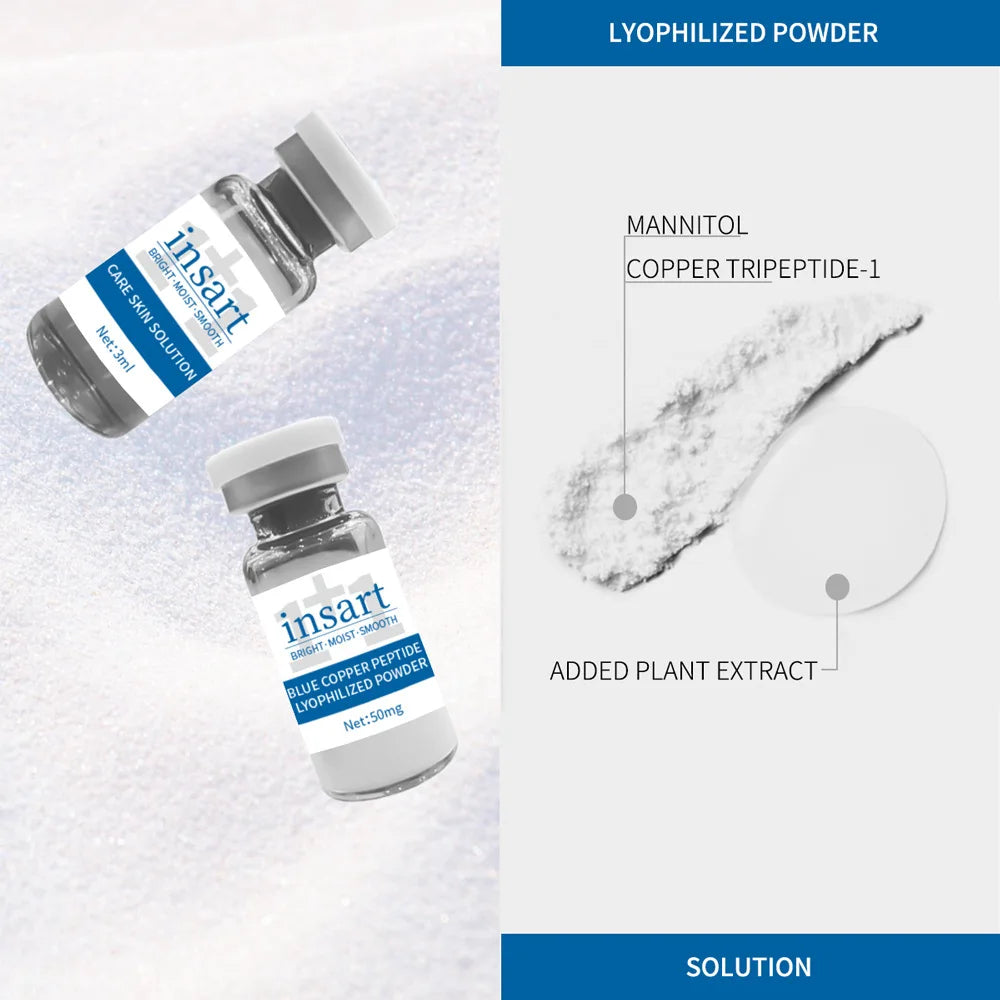 Blue Copper Peptide Lyophilized Powder Set Moisturzing Whitening Face Serum Anti Wrinkle Smooth Tender SkinCare Brighten Essence - PrimeNest