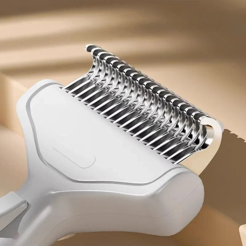 Pet Hair Removal Comb Curved Stainless Steel Teeth for Dogs Cats Detangling Brush for Long Thick Hair Professional Grooming Tool - PrimeNest