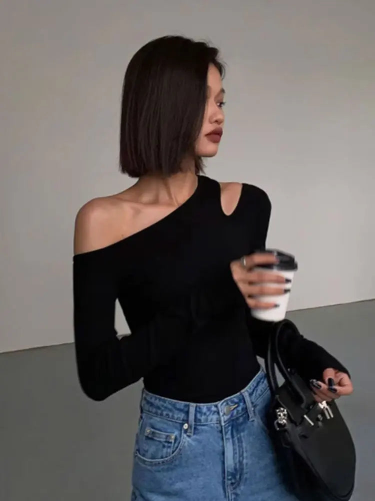 Off-Shoulder Hollow Crop Top