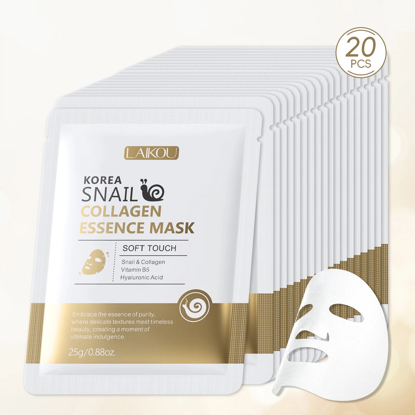 LAIKOU Snail Collagen Sheet Masks (20pc)