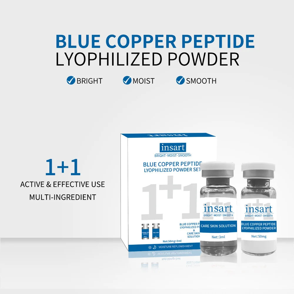 Blue Copper Peptide Lyophilized Powder Set Moisturzing Whitening Face Serum Anti Wrinkle Smooth Tender SkinCare Brighten Essence - PrimeNest