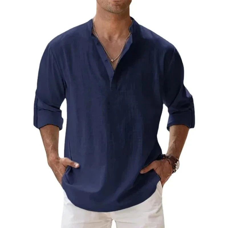 Men's Linen Henley Beach Shirt