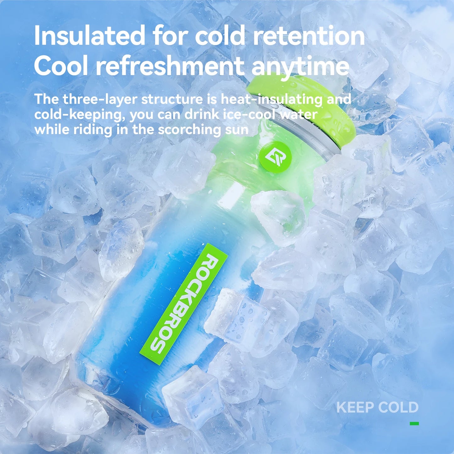 ROCKBROS Local Shipping 620ml Bike Water Bottle Cold Water Insulated Thermal Silicone Cycling Bottle Fitness Outdoor Portable Bicycle Water Kettle