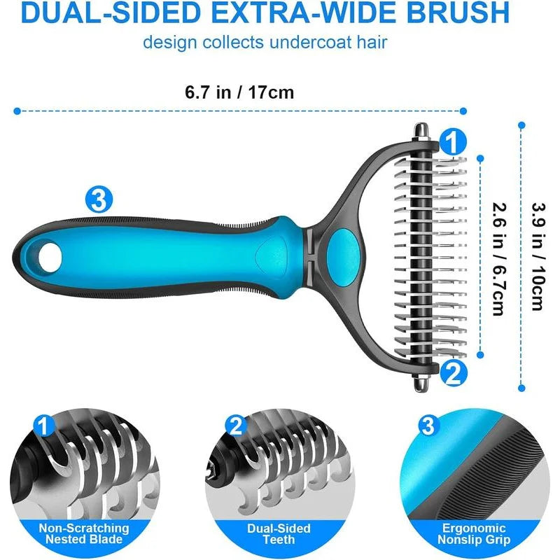 2-in-1 Pet Deshedding Brush & Knot Cutter
