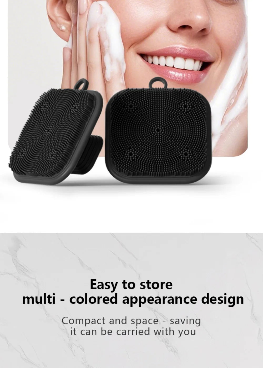 2-in-1 Silicone Brush Square Face  Beard Exfoliator for Men Travel-Friendly Deep Pore Cleanser for Grooming Kits - PrimeNest