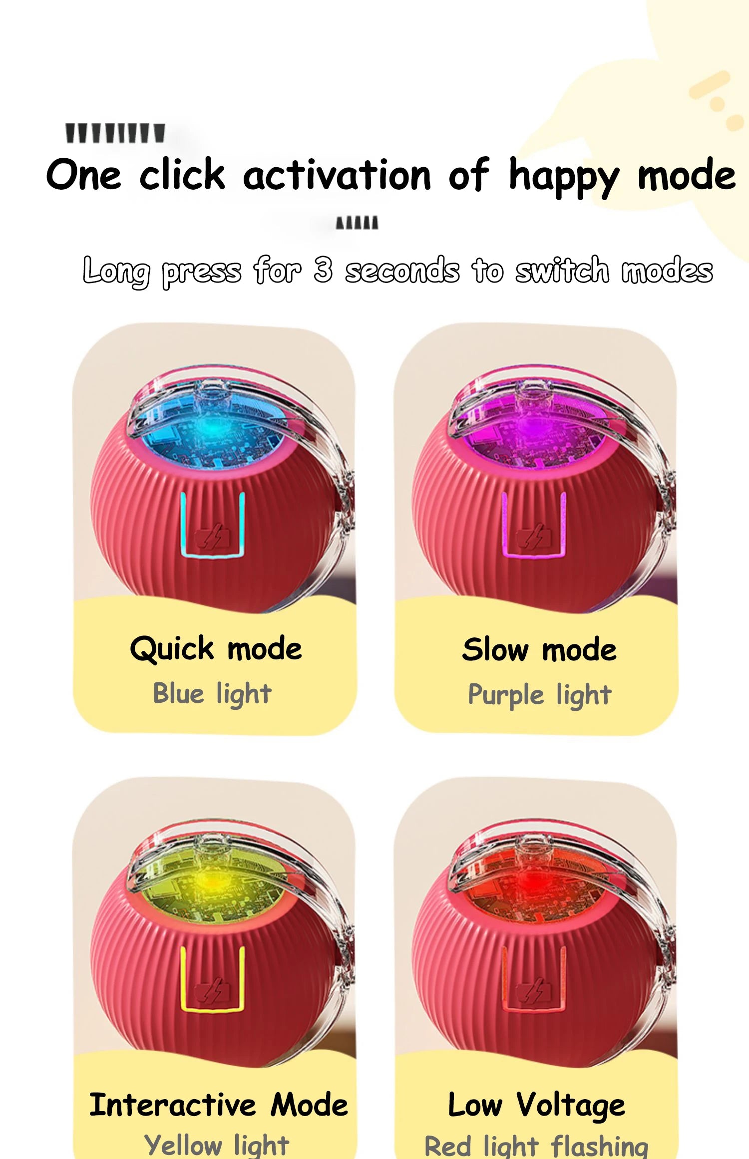 New Cat Interactive Ball Toy Automatic Rolling Ball Faux Tail Rechargeable Smart Pet Electric Toy Dog Cat Training Imitate Mouse - PrimeNest