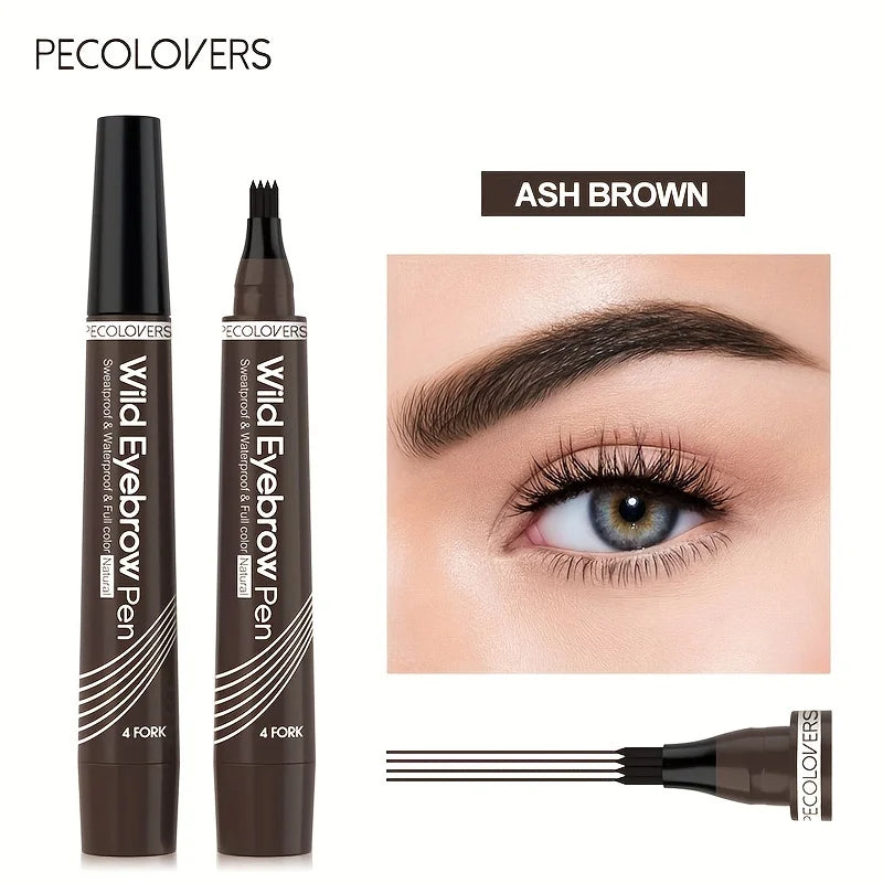 6 Colors 1pc Eyebrow Pen Waterproof 4 Split Tip Eyebrows Pen Eyebrow Tattoo Pen Waterproof Liquid Black Eyebrow Makeup Pencil - PrimeNest
