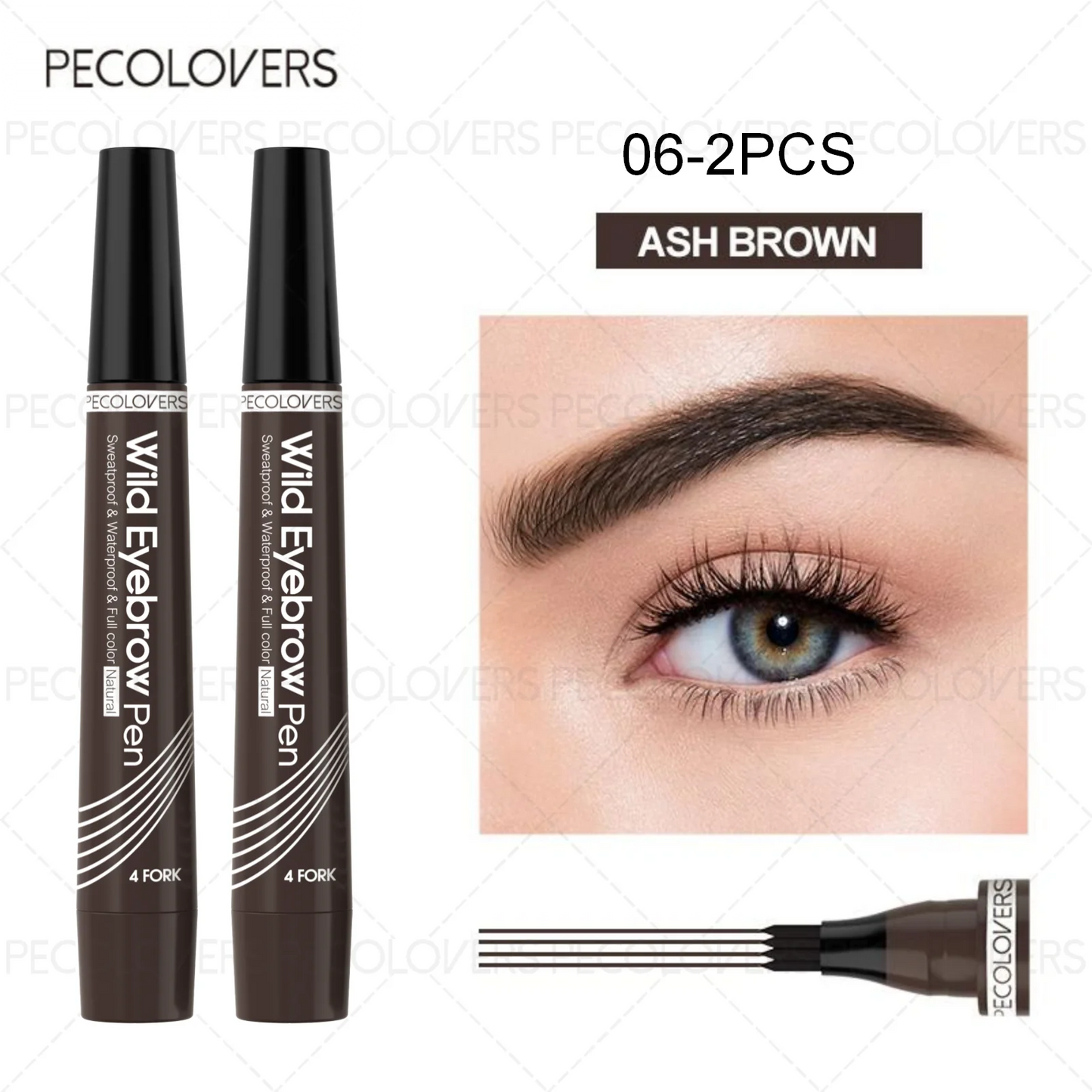 6 Colors 1pc Eyebrow Pen Waterproof 4 Split Tip Eyebrows Pen Eyebrow Tattoo Pen Waterproof Liquid Black Eyebrow Makeup Pencil - PrimeNest