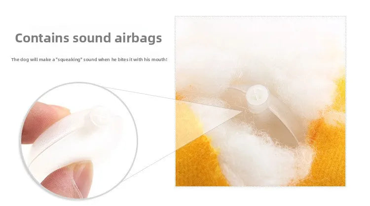 Plush zoo animal dog toy with internal sound airbag for squeaky play