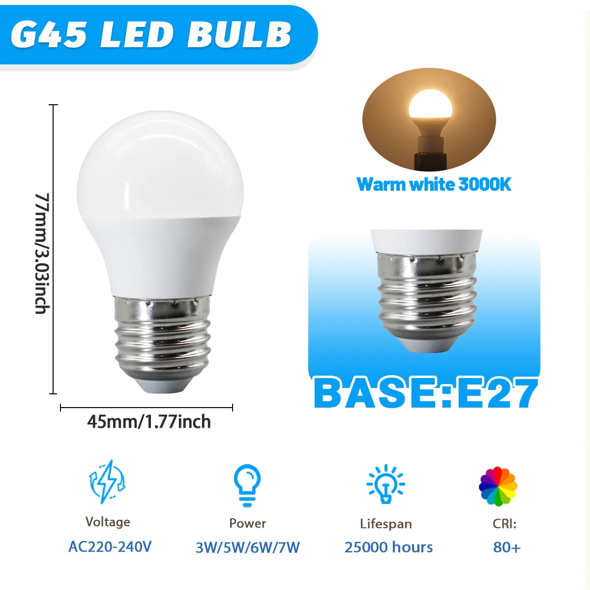 1-12Pack Hight Quality E14 E27 B22 LED Light Bulb AC 220V 240V 3W-7W 80lm/w Mini Bulb Non-Flicker 3000K 4000K 6000K Lampara Led