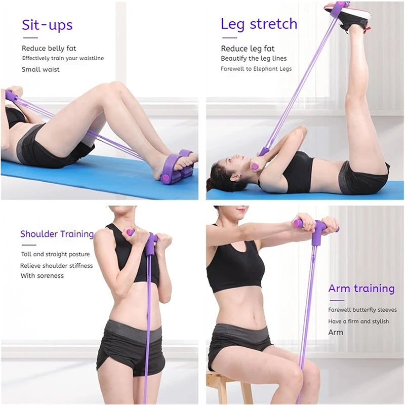 6 Tube Resistance Band Multi Function Tension Rope Fitness Bands 6 Tube Elastic Yoga Pedal Puller For Sports Exercises At Gym - PrimeNest
