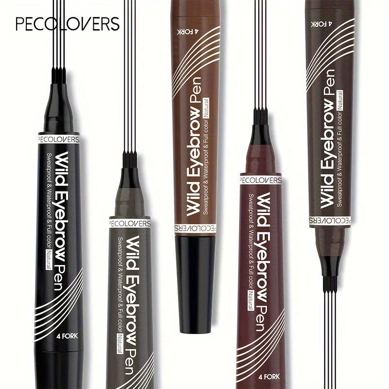 6 Colors 1pc Eyebrow Pen Waterproof 4 Split Tip Eyebrows Pen Eyebrow Tattoo Pen Waterproof Liquid Black Eyebrow Makeup Pencil - PrimeNest
