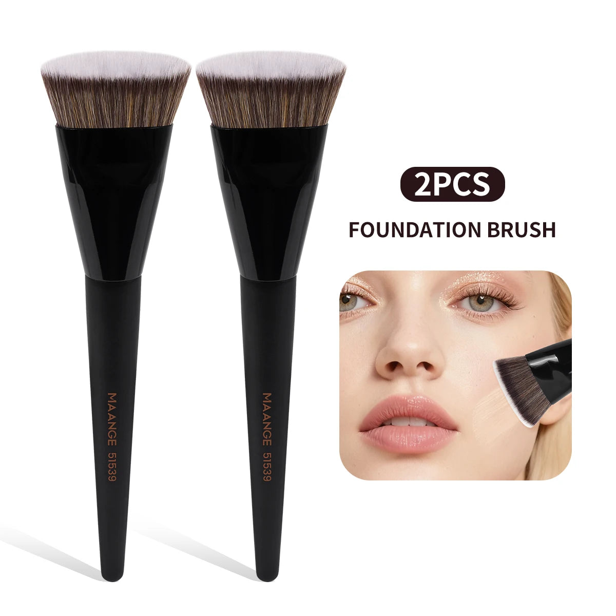 MAANGE Single Flat Round Tube Flat Head Foundation Brush With Box Powder Blush Concealer Makeup Brush Skin-friendly Makeup Tool - PrimeNest