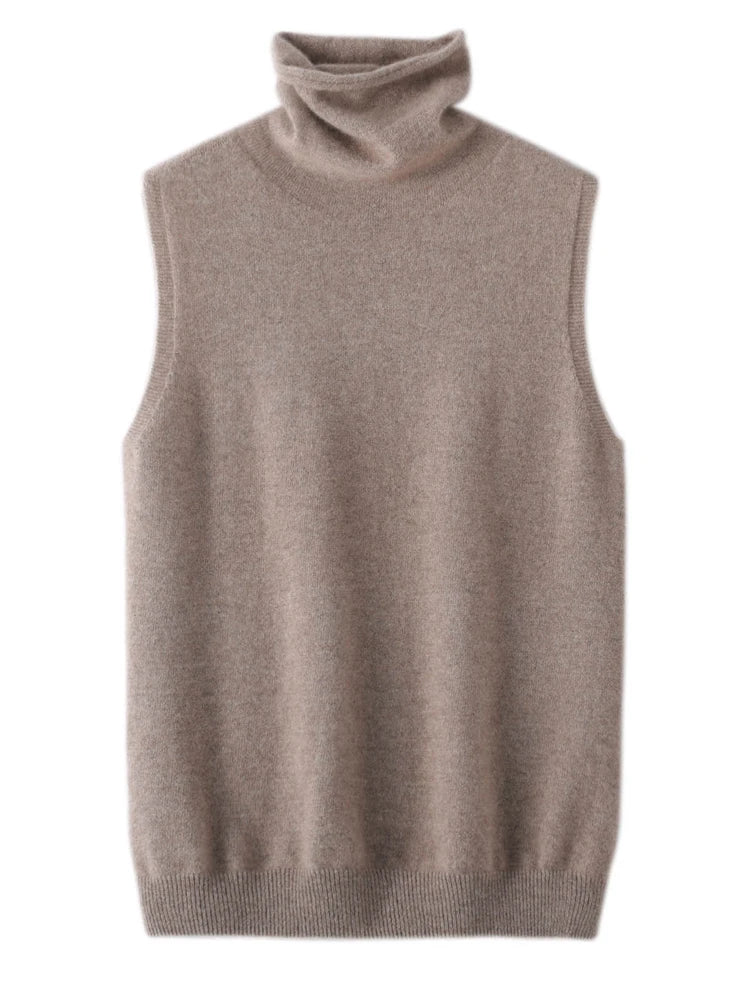 Merino Wool Sleeveless Turtleneck Vest