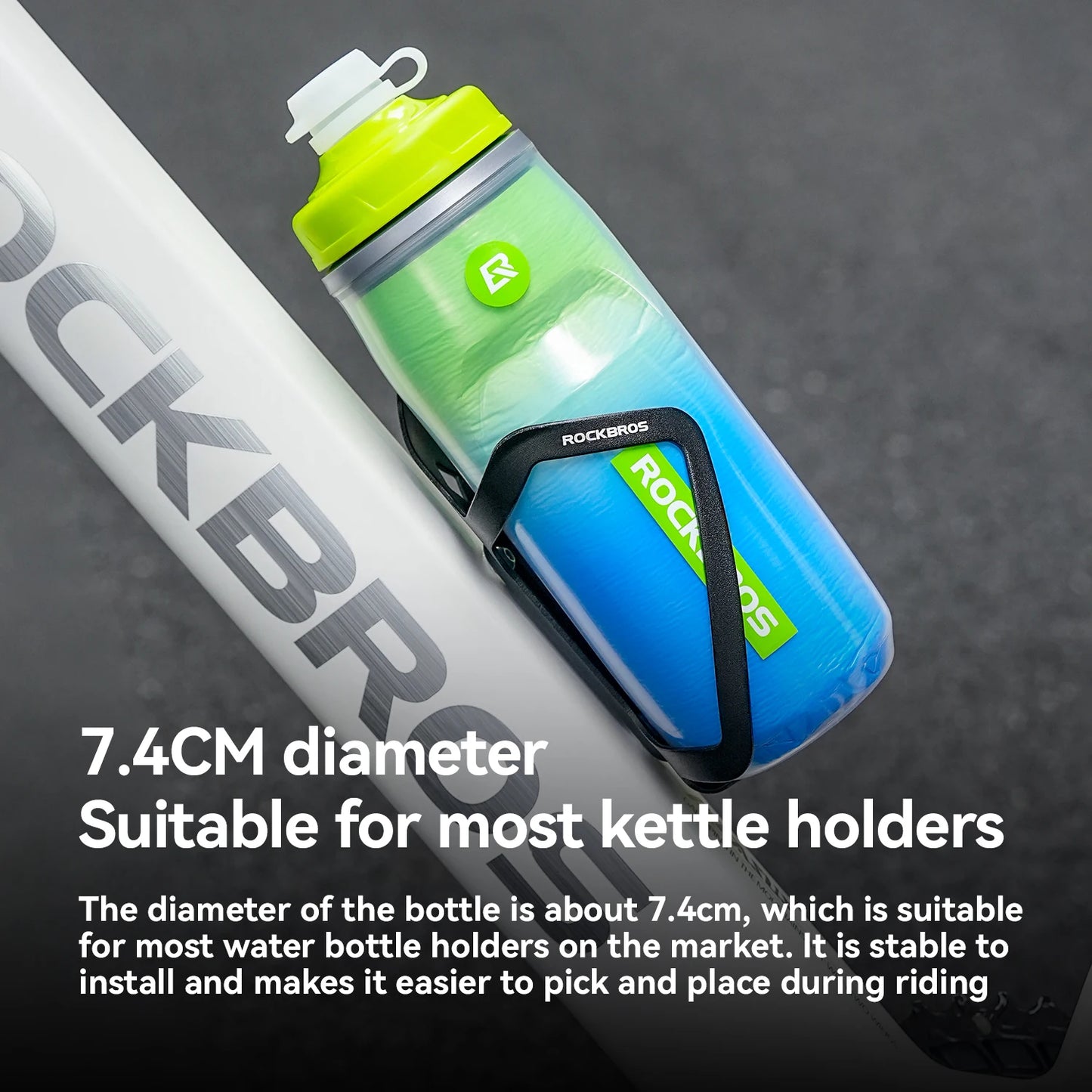 ROCKBROS Local Shipping 620ml Bike Water Bottle Cold Water Insulated Thermal Silicone Cycling Bottle Fitness Outdoor Portable Bicycle Water Kettle