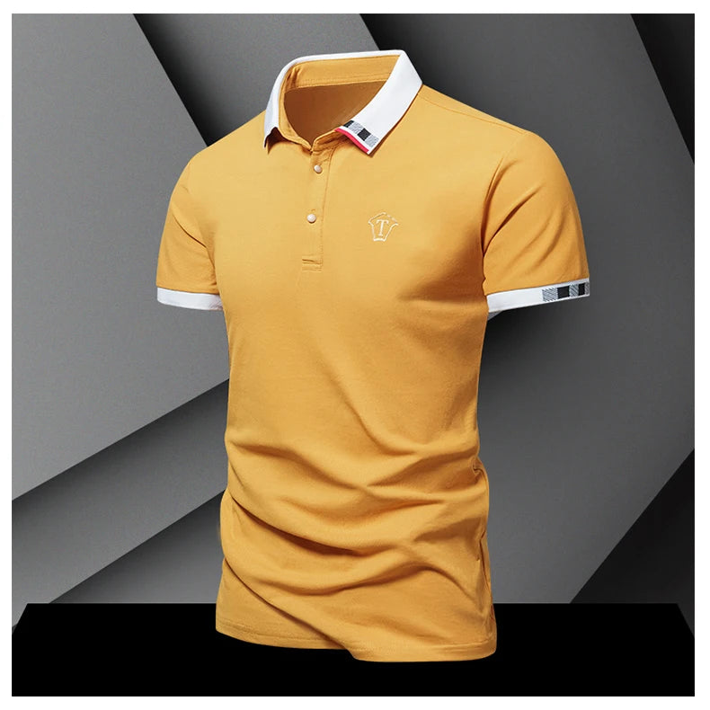 2024 Summer New Men's Pure Cotton Short sleeved T-shirt for Men's High end Casual Lapel Half Sleeved Polo Shirt Men's Top
