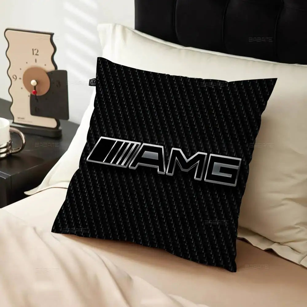 M-Mercedes-Ben-zs Logo Pillow Covers Cartoon Sofa Decorative Home Double-sided Printing Short Plush Cute Cushion Cover