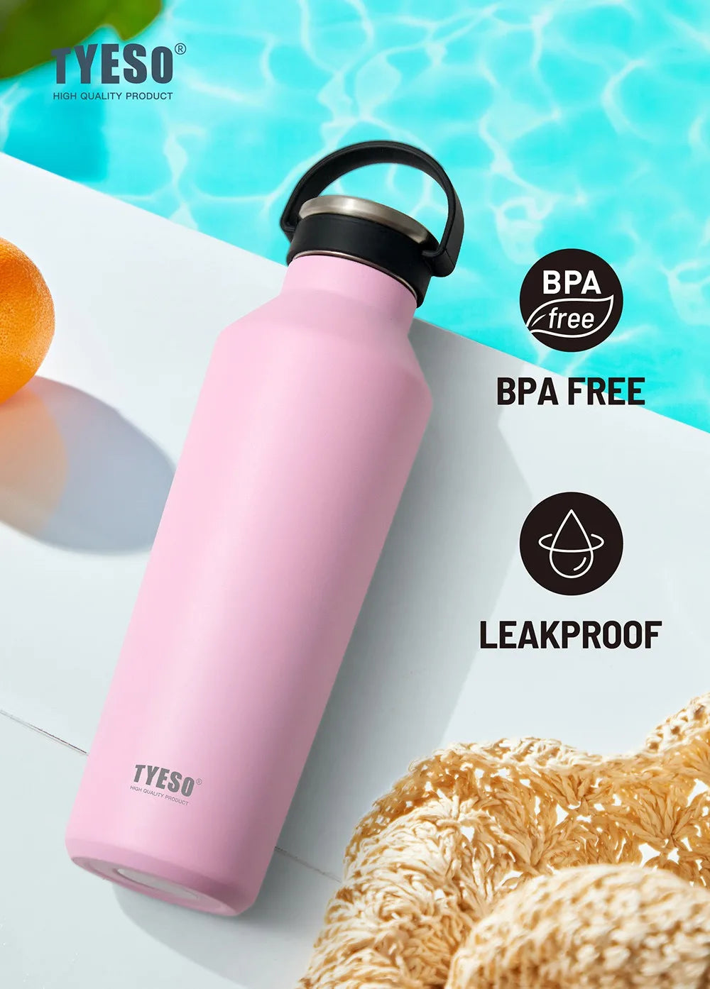 TYESO Cold Insulation Tumbler 304 Stainless Steel Summer Outdoor Sports Climb Vacuum Water Bottle Portable Handheld Cup for Car