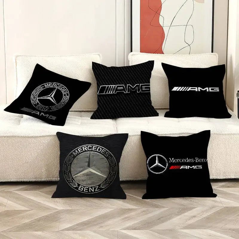 M-Mercedes-Ben-zs Logo Pillow Covers Cartoon Sofa Decorative Home Double-sided Printing Short Plush Cute Cushion Cover