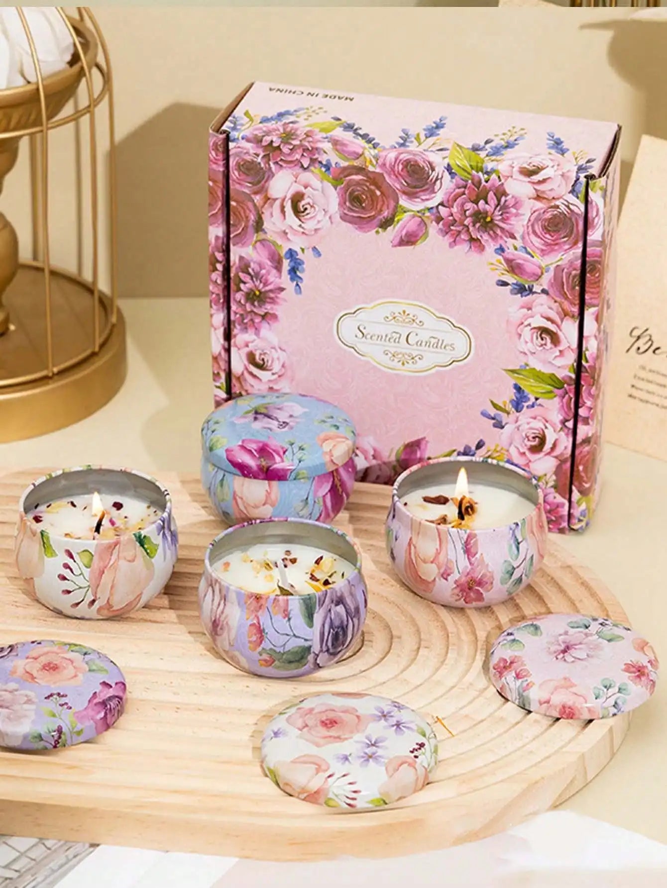 4 cans/set of hot melt wax aromatherapy set, homemade soy candle cups, flower candles for weddings and holiday decorations