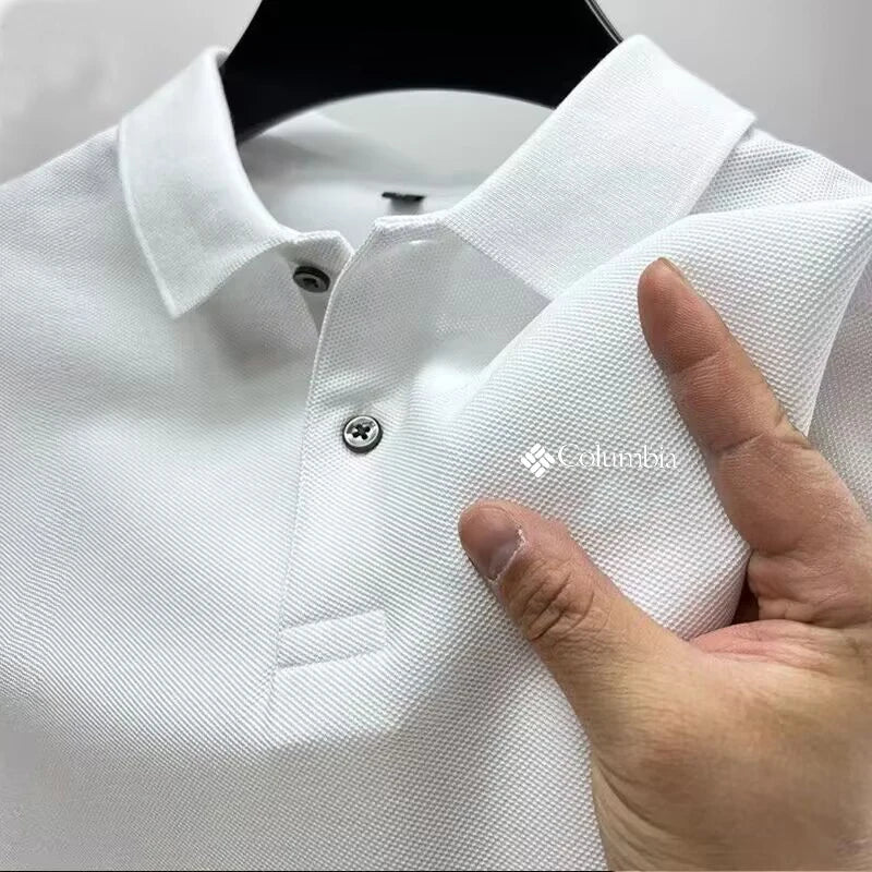 2026 Summer Must-Have Comfortable Men's Golf Shirt, Solid Color, Stylish Casual Button-Down Business Style Men's Polo Shirt