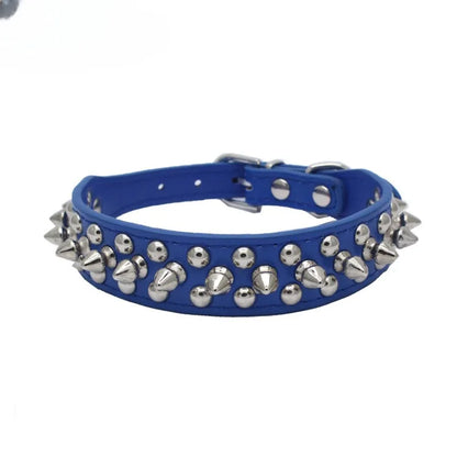 Adjustable Leather Pet Dog collar Neck Strap Supplies PU Leather Punk Rivet Spiked Dog Collar Pet Collars For Small Dog Cat - PrimeNest