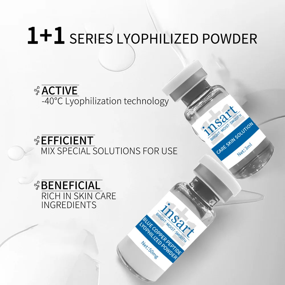 Blue Copper Peptide Lyophilized Powder Set Moisturzing Whitening Face Serum Anti Wrinkle Smooth Tender SkinCare Brighten Essence - PrimeNest