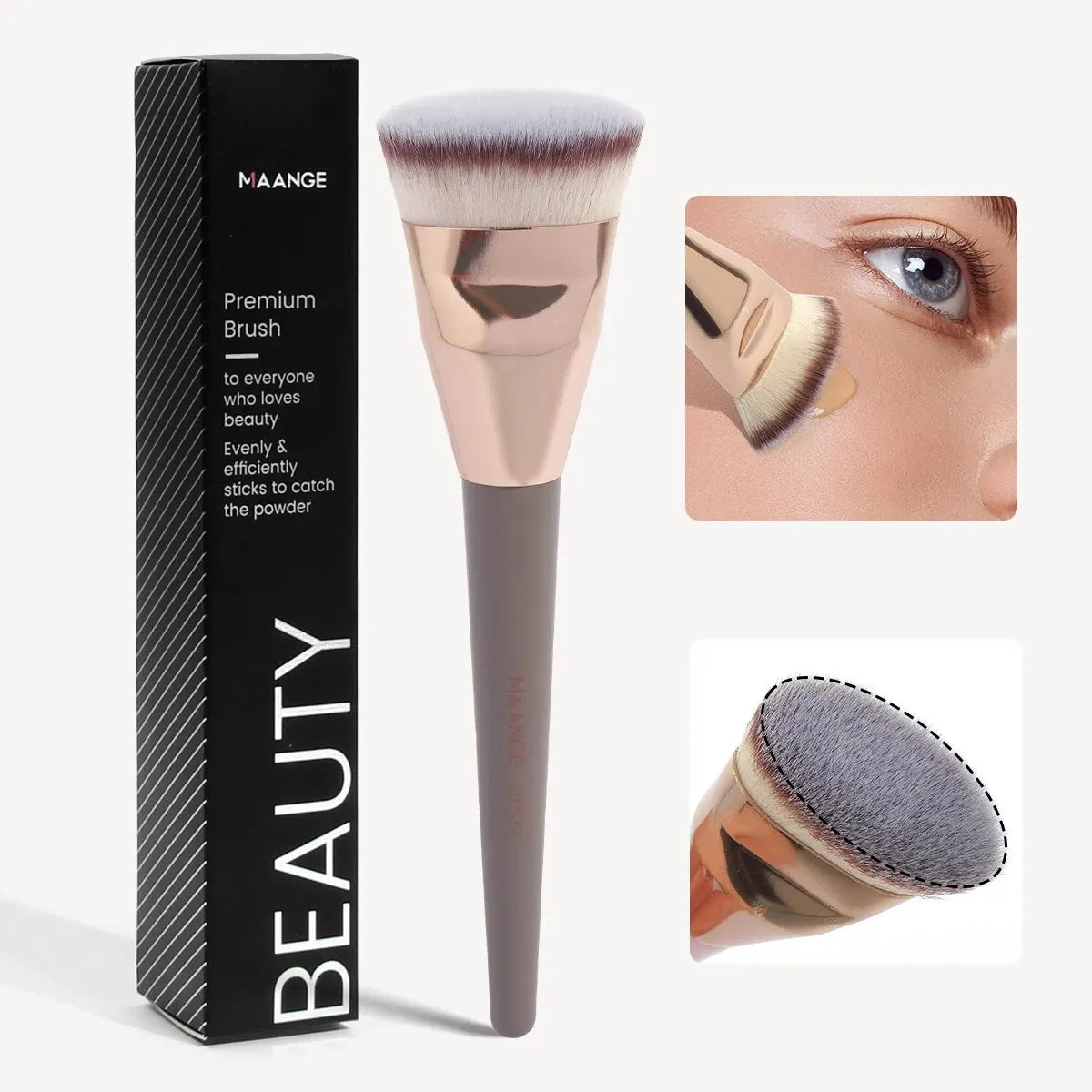 MAANGE Single Flat Round Tube Flat Head Foundation Brush With Box Powder Blush Concealer Makeup Brush Skin-friendly Makeup Tool - PrimeNest