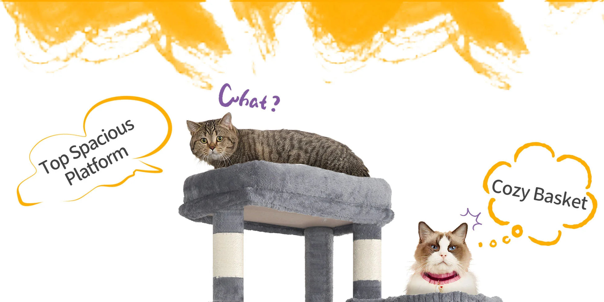 Cat Tree for Indoor Cats, 170 cm Large Tall Cat Tower, Multi-Level Cats House with Condo, 8 Scratching Posts, Hammock, 4 Pom Pom - PrimeNest