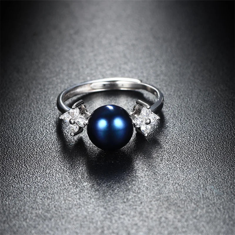 YWYC Freshwater Cultured Pearl 925 Sterling Silver Rings for Women Open Adjustable Rings Jewlery Gift Wholesale