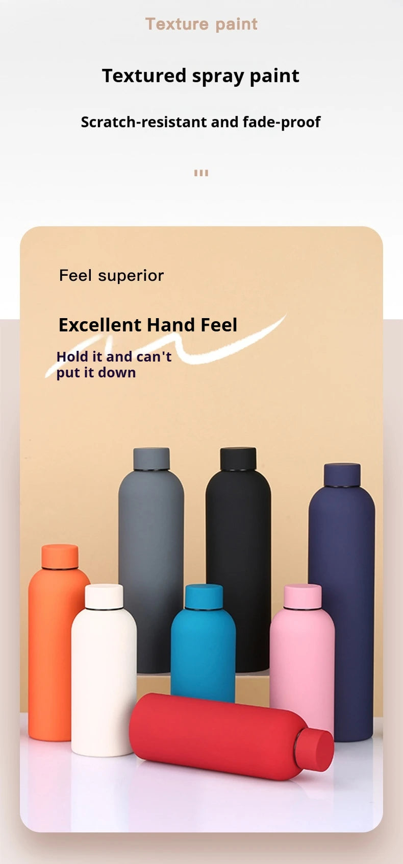 500ML Large Capacity Insulated Water Bottle Stainless Steel Vacuum Flask American Style Small Mouth Sports Insulated Coffee Mug
