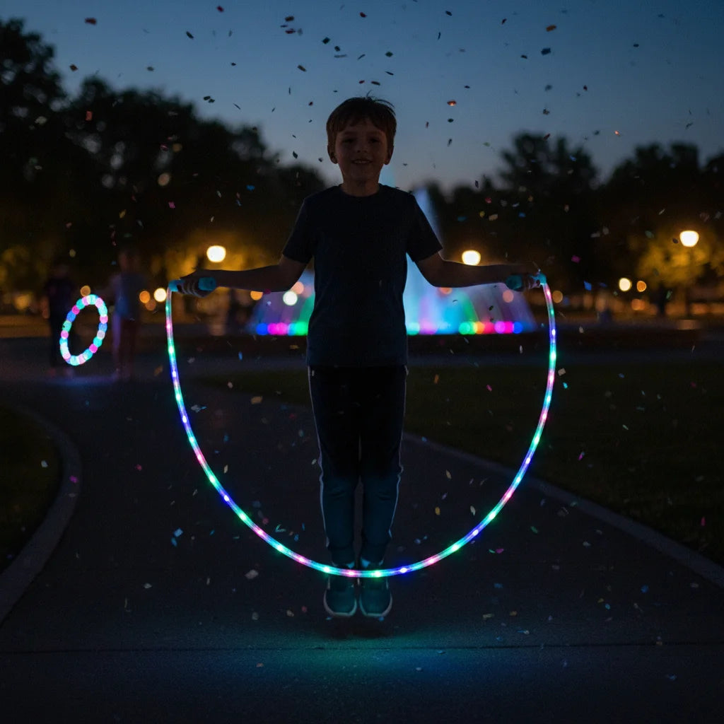LED Light Up Jump Rope Colorful Night Glow Sports Toy for Outdoor Night Use Durable PVC Material Adjustable Length