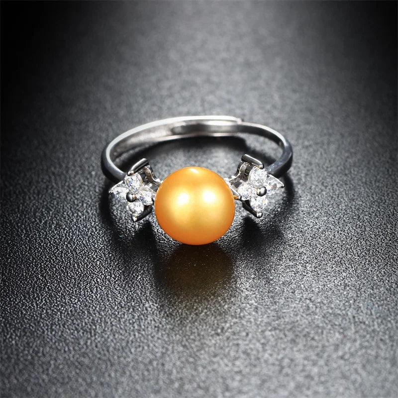 YWYC Freshwater Cultured Pearl 925 Sterling Silver Rings for Women Open Adjustable Rings Jewlery Gift Wholesale