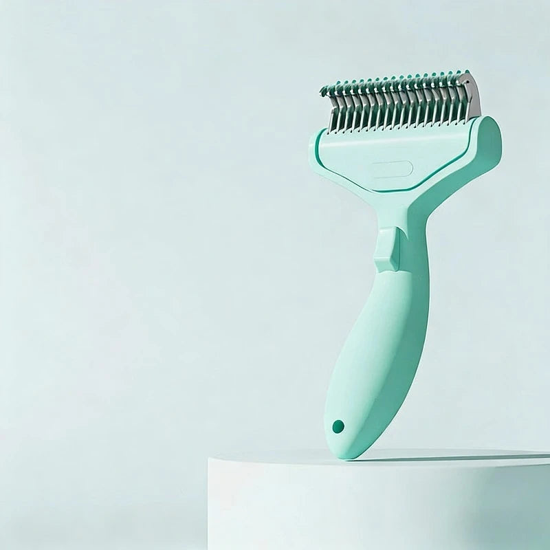 Pet Hair Removal Comb Curved Stainless Steel Teeth for Dogs Cats Detangling Brush for Long Thick Hair Professional Grooming Tool - PrimeNest