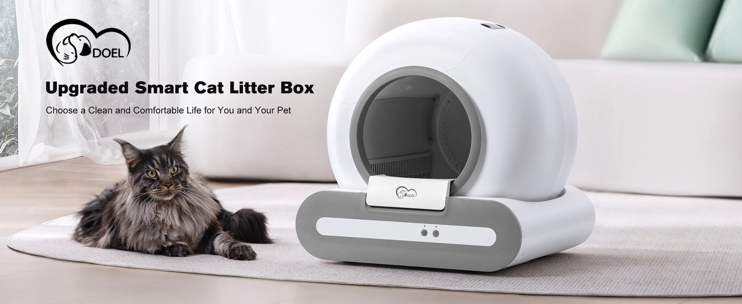 DOEL 65L Self-Cleaning Cat Litter Box App Control, ONLY Supports 2.4G WiFi w/Litter Mat&Trash Bags, Fit for Tofu & Mixed Litter - PrimeNest