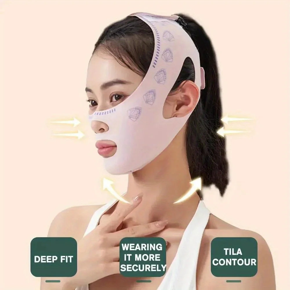Double-Layer Face Slimming Belt - 2-in-1 V Line Shaper Anti-Aging Strap for Cheek Chin Lift Overnight Facial Contouring - PrimeNest