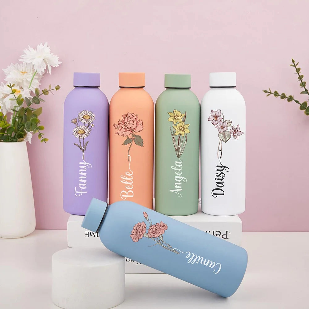 Customized floral water bottle, Portable outdoor sports insulated bottle, for outdoor camping, hiking, and travel