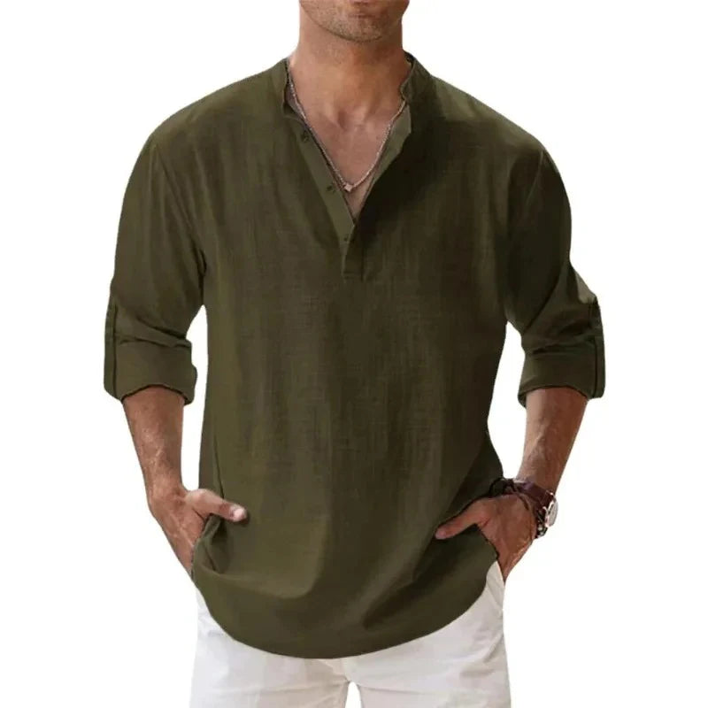 Men's Linen Henley Beach Shirt
