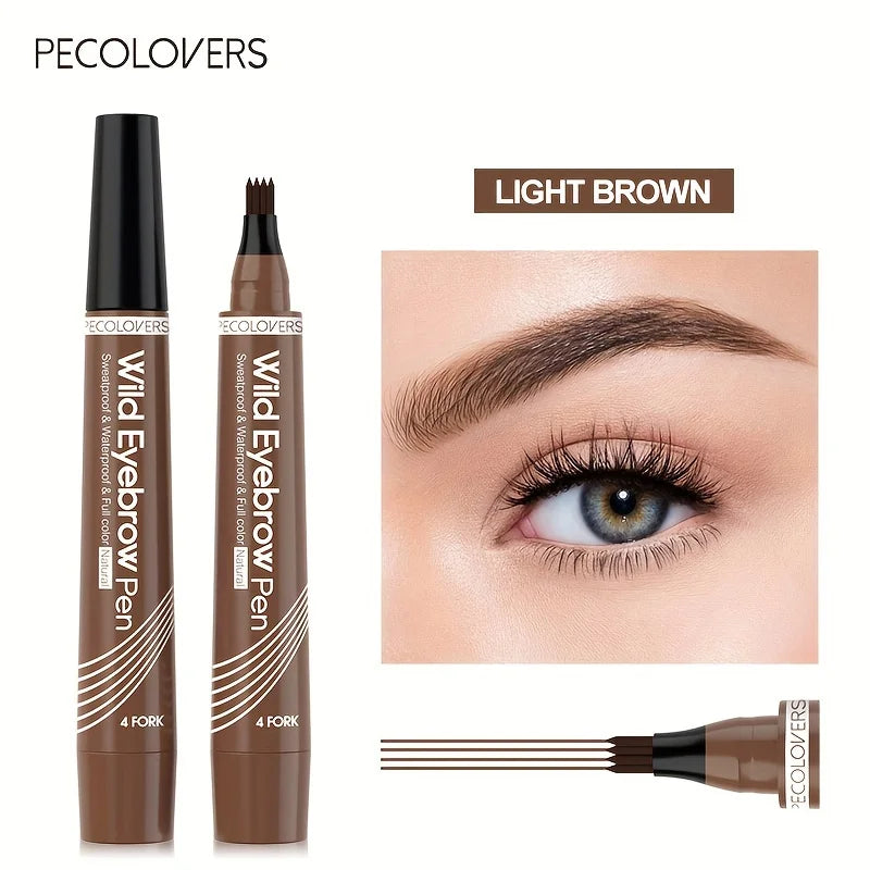 6 Colors 1pc Eyebrow Pen Waterproof 4 Split Tip Eyebrows Pen Eyebrow Tattoo Pen Waterproof Liquid Black Eyebrow Makeup Pencil - PrimeNest