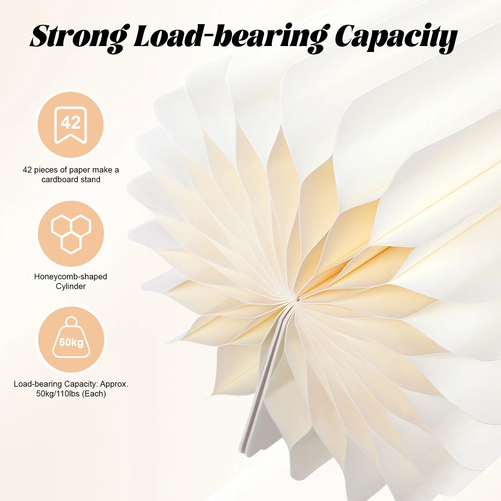 Milky white cardboard flower stand set with honeycomb-style structure for strong load support