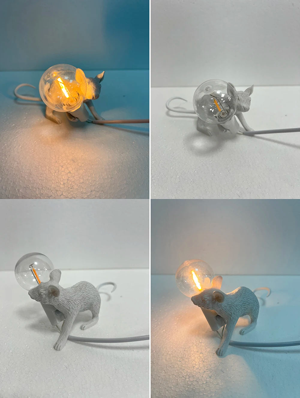 Modern Resin Animal LED Table Lamp - Mouse Cat Squirrel Design Night Light Desk Lighting Fixture for Home Decor