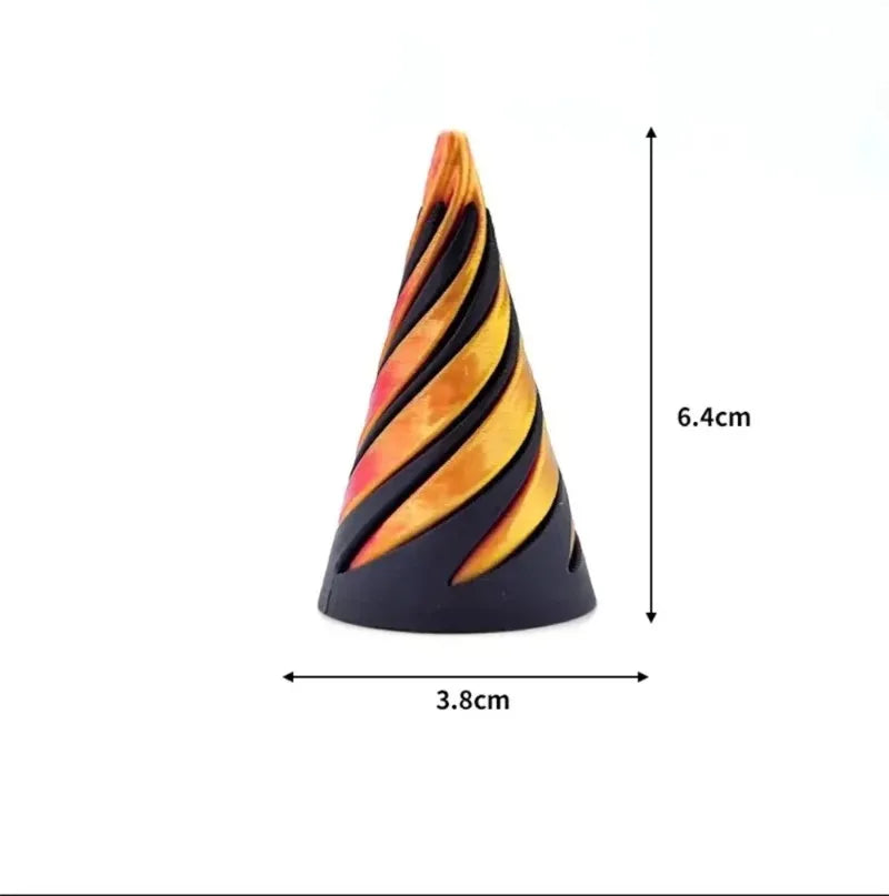 3D Printed Spiral Cone Pyramid Passthrough Sculpture Pass Through Pyramid Toy Mini Vortex Thread illusion Cone Spiral Ornament - PrimeNest