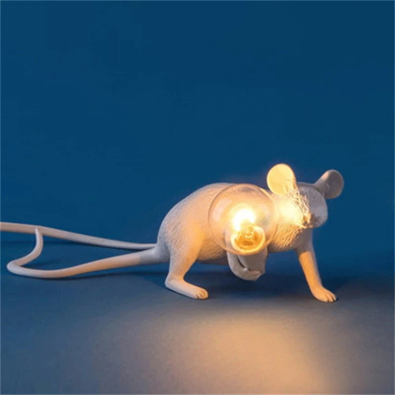 Modern Resin Animal LED Table Lamp - Mouse Cat Squirrel Design Night Light Desk Lighting Fixture for Home Decor