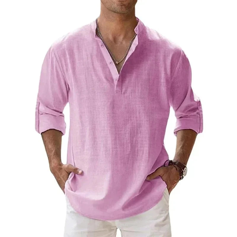 Men's Linen Henley Beach Shirt