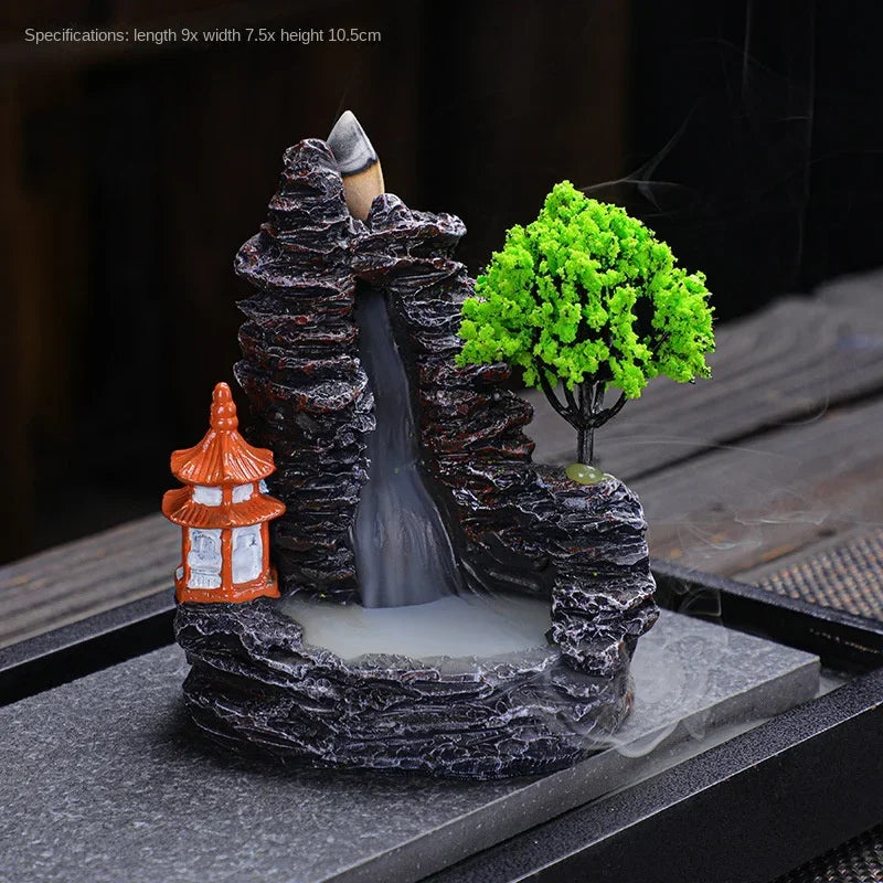 Resin Reflux Incense Burner Tower Sandalwood Decoration Home Indoor Aromatherapy Mosquito Repellent Incense Burner Ornament - PrimeNest