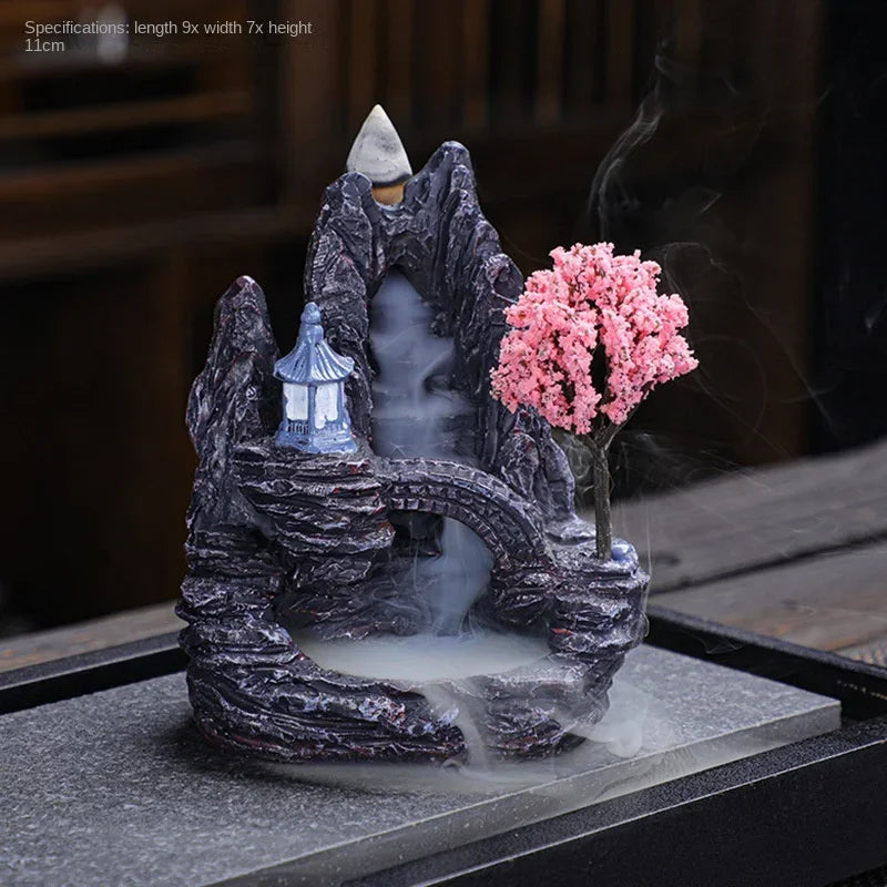 Resin Reflux Incense Burner Tower Sandalwood Decoration Home Indoor Aromatherapy Mosquito Repellent Incense Burner Ornament - PrimeNest